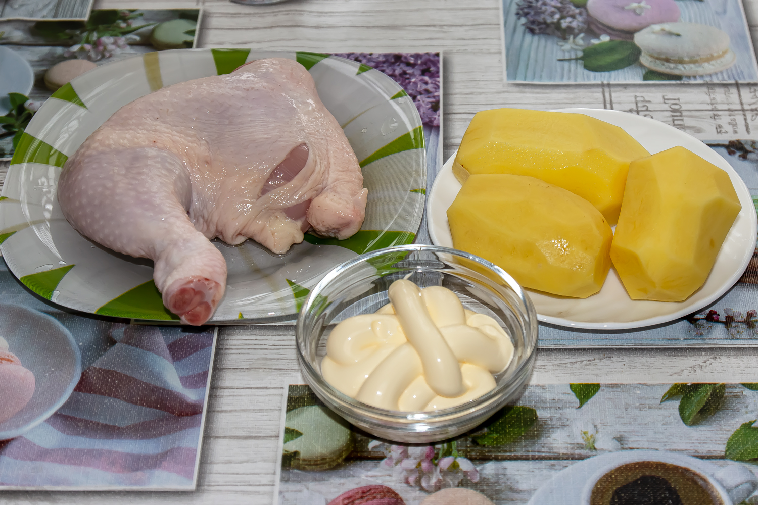 продукты для рецепта Быстрый куриный окорочок с картошкой