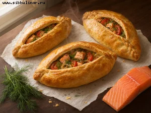 Расстегаи с семгой и помидорами
