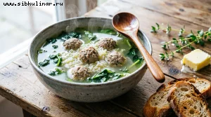 Зеленый суп с фрикадельками