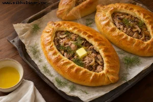 Расстегаи с копченой курицей и вешенками
