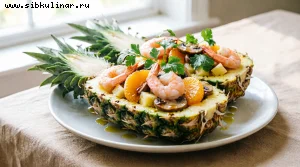 Ананасы, фаршированные креветками