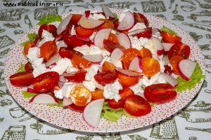 Летний салатик с сыром сиртаки и редисом