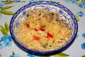 Капуста с перловкой в афганском казане 