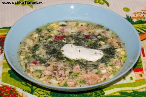 Окрошка с редиской и вареной колбасой без картофеля