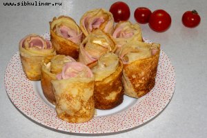 Блины с ветчиной и сыром