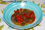 Жареная печень с болгарским перцем и луком