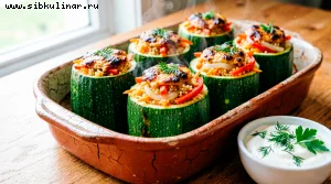 Кабачки, фаршированные овощами (2)