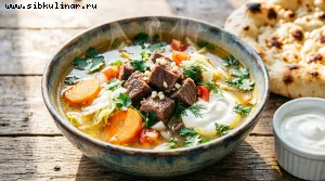 Карам шурбон гушти (суп мясной с капустой) таджикский