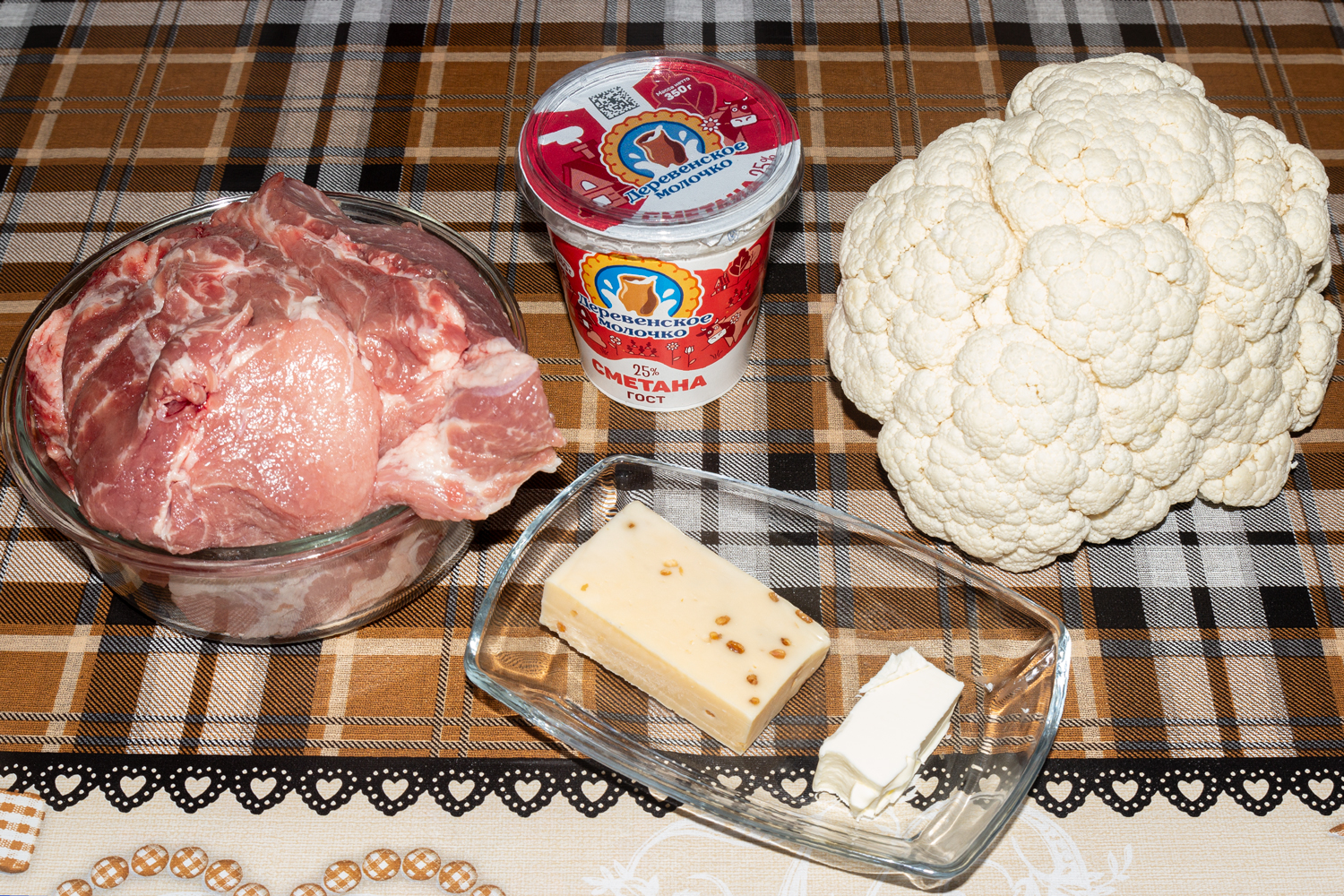 продукты для рецепта Цветная капуста со свининой