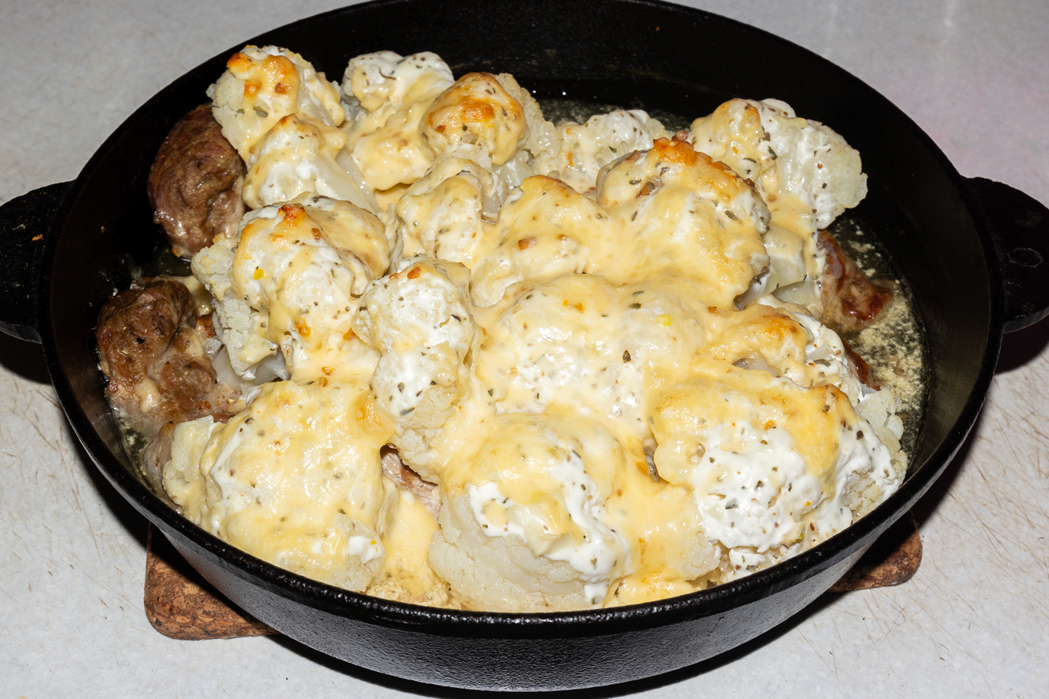 готовое блюдо по рецепту Цветная капуста со свининой