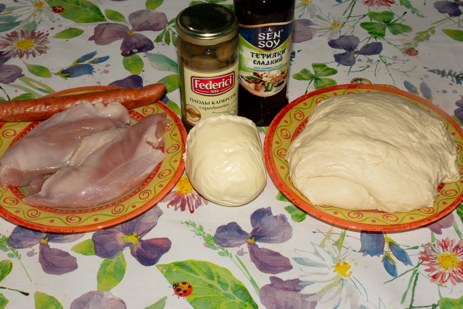 продукты для рецепта Пицца с цесаркой с ароматом барбекю