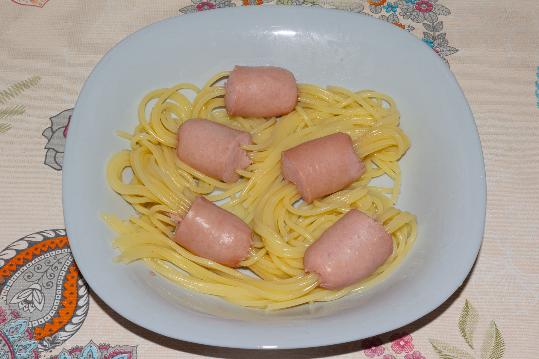 Спагетти с сосисками