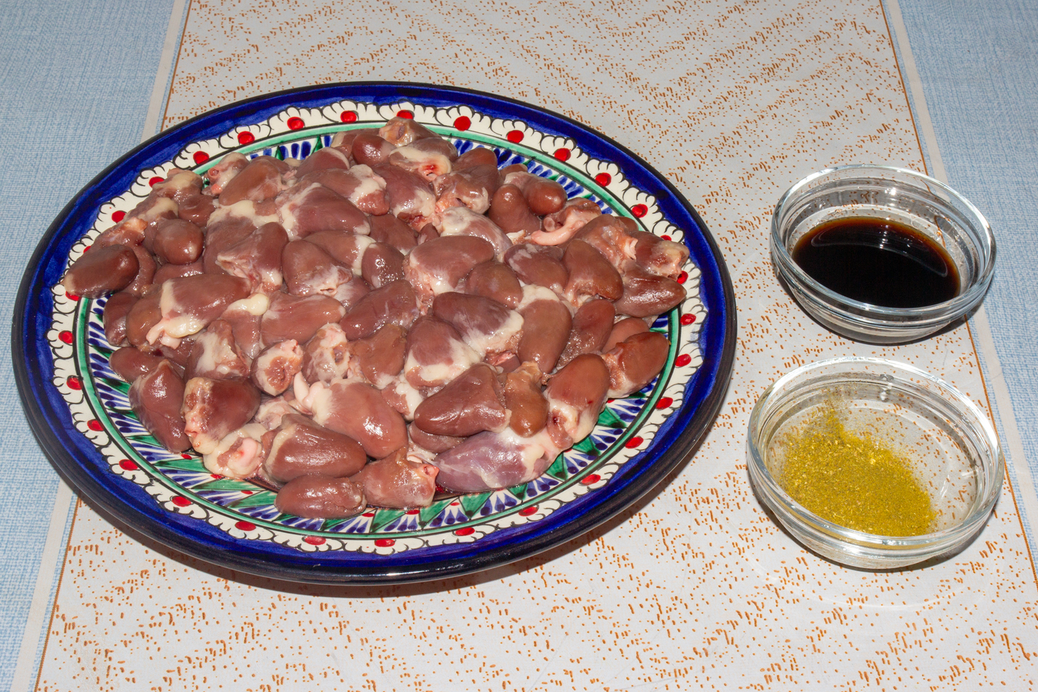 ингредиенты для рецепта Куриные сердечки в соевом соусе в аэрогриле продукты для рецепта Куриные сердечки в соевом соусе в аэрогриле