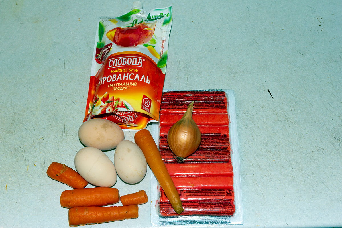 Продукты для салата из крабовых палочек