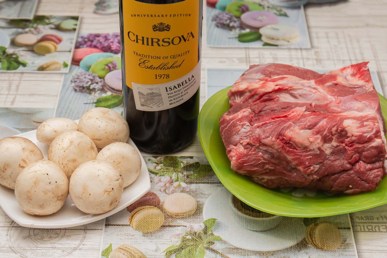 продукты для рецепта Антрекот с шампиньонами