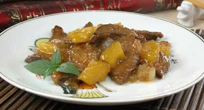 Печень с ананасом