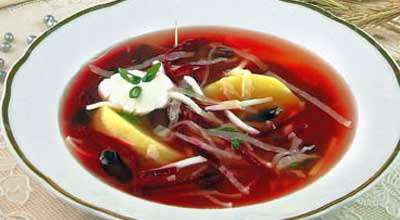 Холодный борщ с фасолью