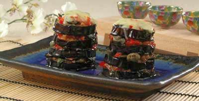 Фото к рецепту Башенки из баклажан Башенки из баклажан