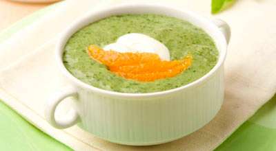 Апельсиновый суп со шпинатом