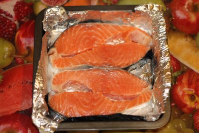 Стейк сырой сёмги в фольге семга
