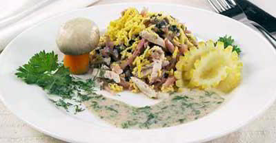 Салат цыпленок с шампиньонами