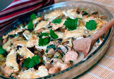 Фото к рецепту Филе куриное с шампиньонами и сливками Филе куриное с шампиньонами и сливками