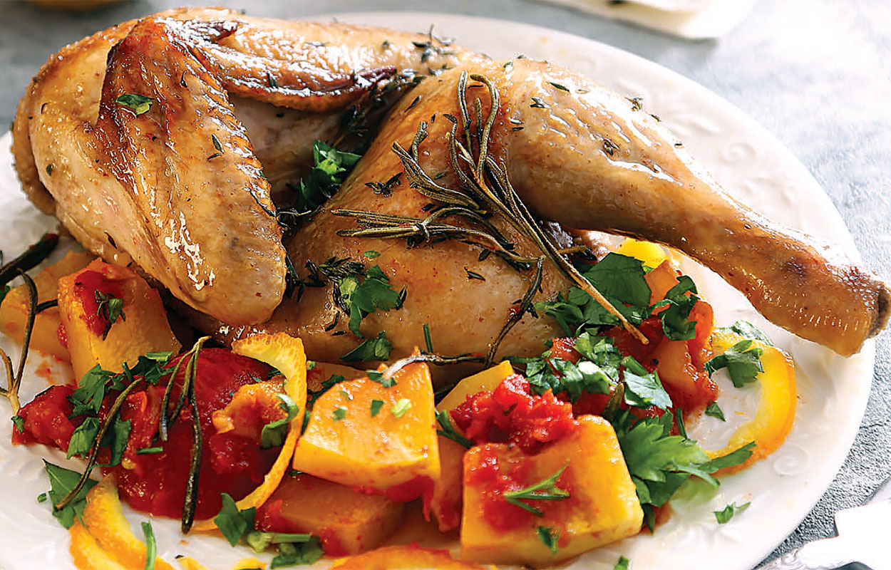 Цыпленок с тыквой и розмарином
