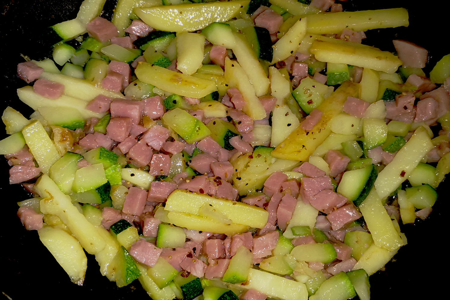 овощи обжаренные с ветчиной по рецепту