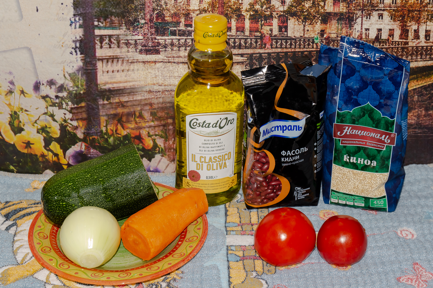 Продукты для рецепта суп с киноа