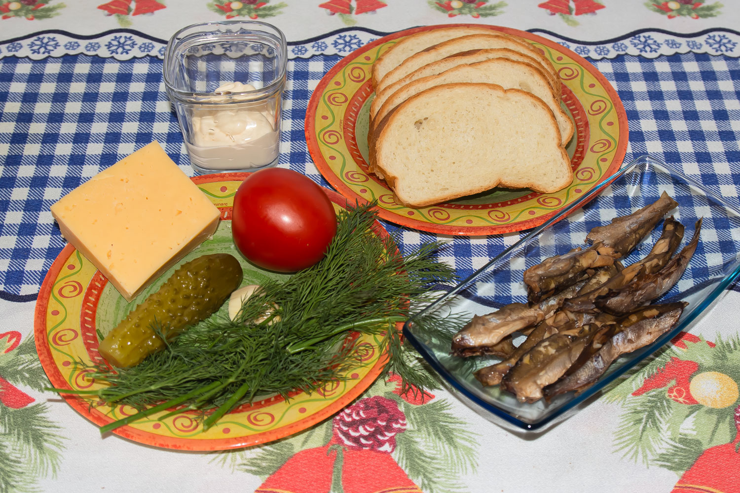 продукты для рецепта Горячие бутерброды со шпротами 