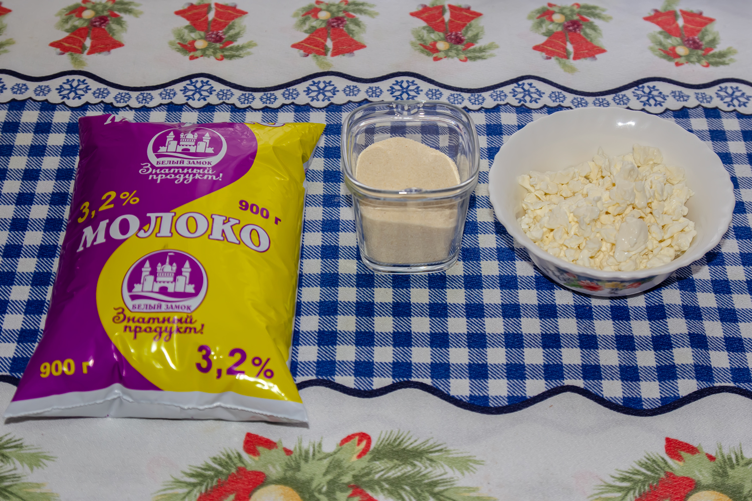 продукты для рецепта Манная каша с творогом